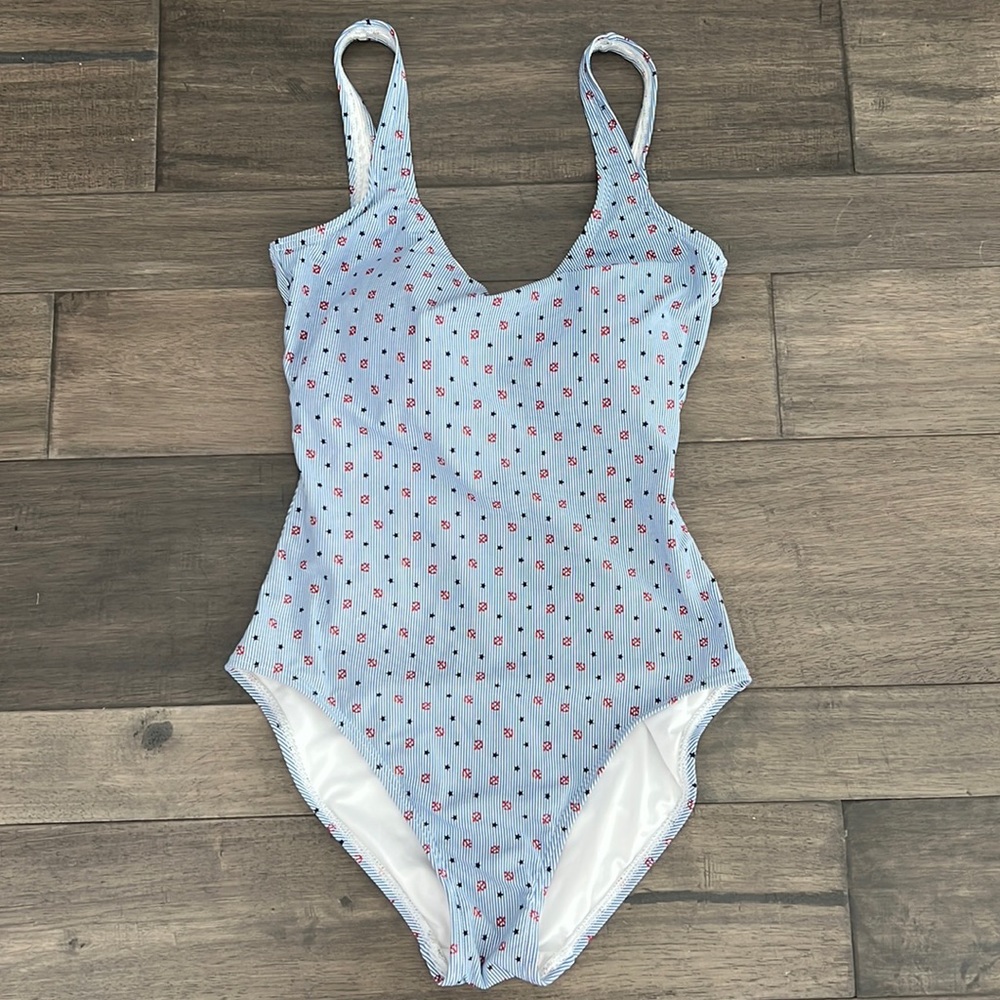 Tommy Hilfiger Womens One Piece Swimsuit Anchors & Stars Red White & Blue Sz 10